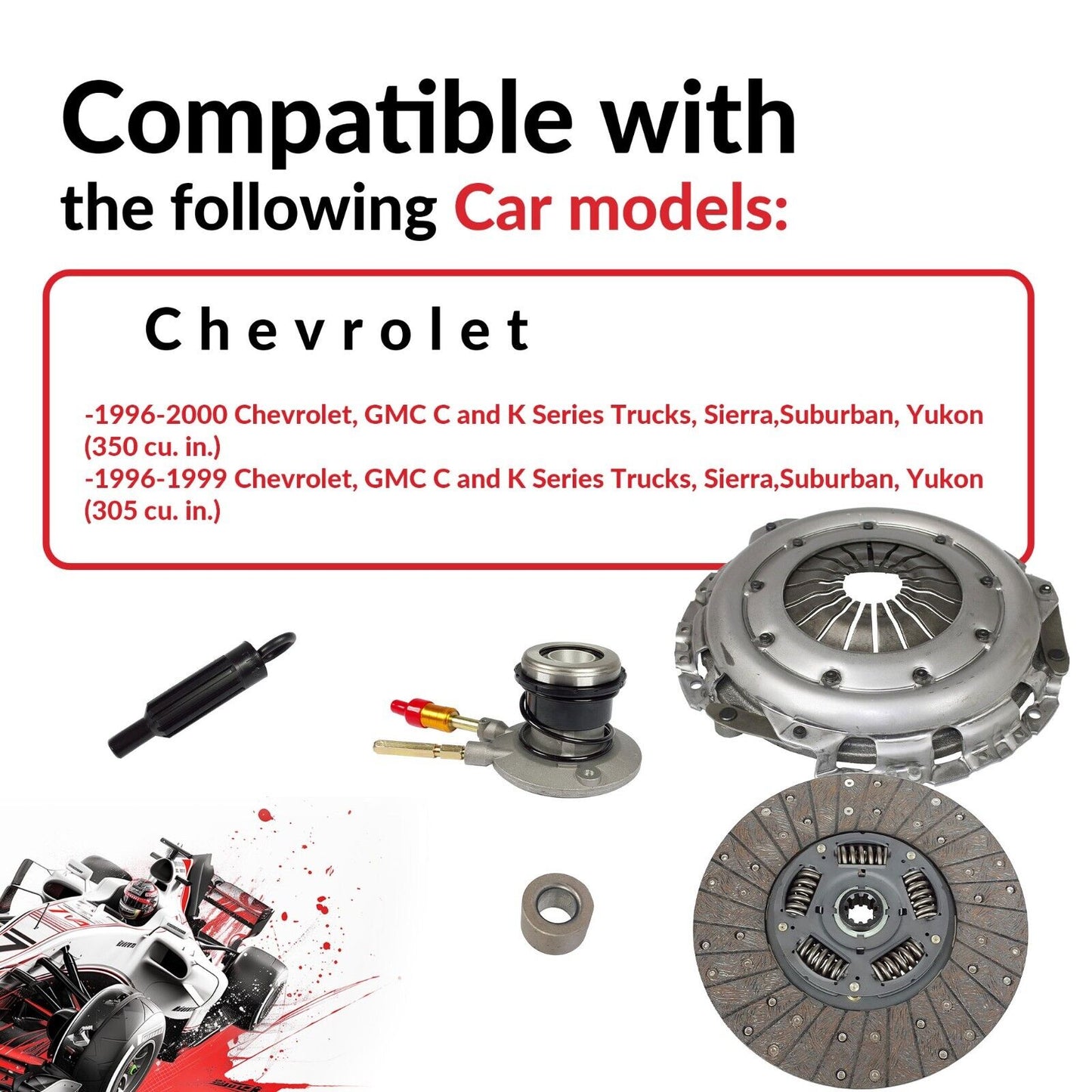 Clutch and Slave Kit Fits Chevy GMC Sierra Yukon Pickup 96-00 5.0L 5.7L 8Cyl