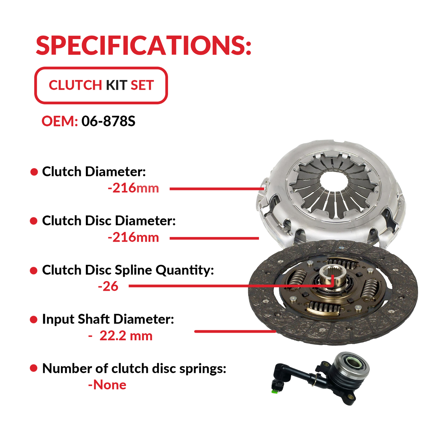 Clutch and Slave Kit for 09-17 Nissan Versa Tiida March Note 1.6L 4 Cyl Gas SOHC