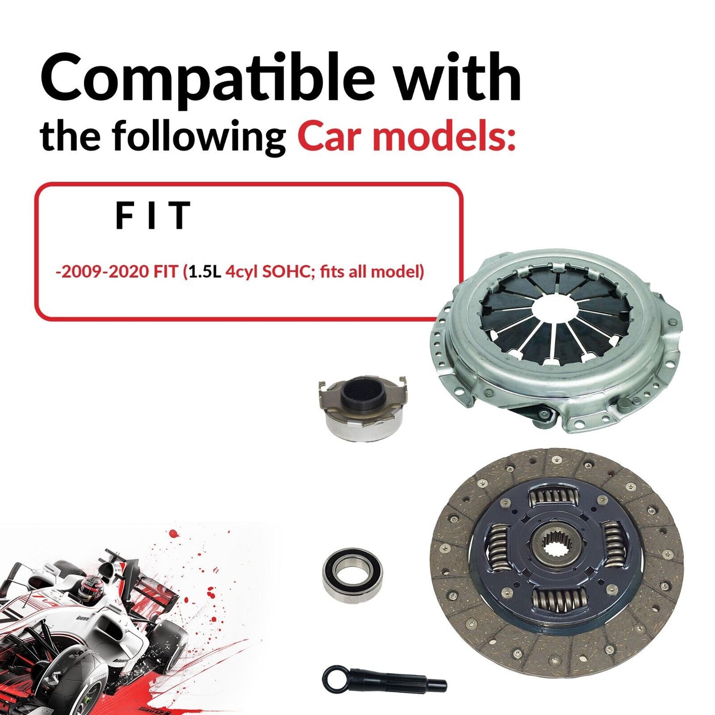 Clutch Kit for 09-20 Honda Fit Base Dx Ex Lx Sport Hatchback 1.5L L4 GAS SOHC