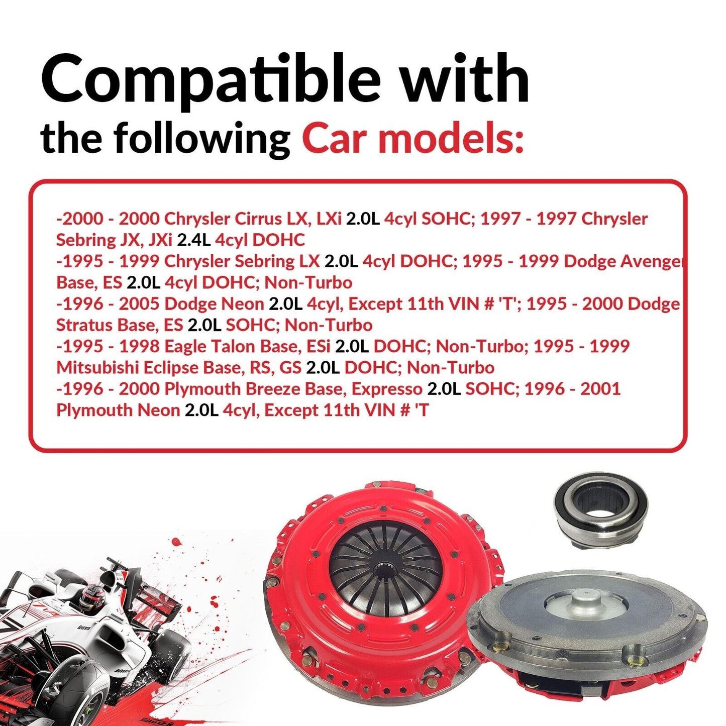 CLUTCH FLYWHEEL KIT SET FOR 05-05 Neon Cirrus Eclipse Stratus 2.0L 2.4L NonTurbo