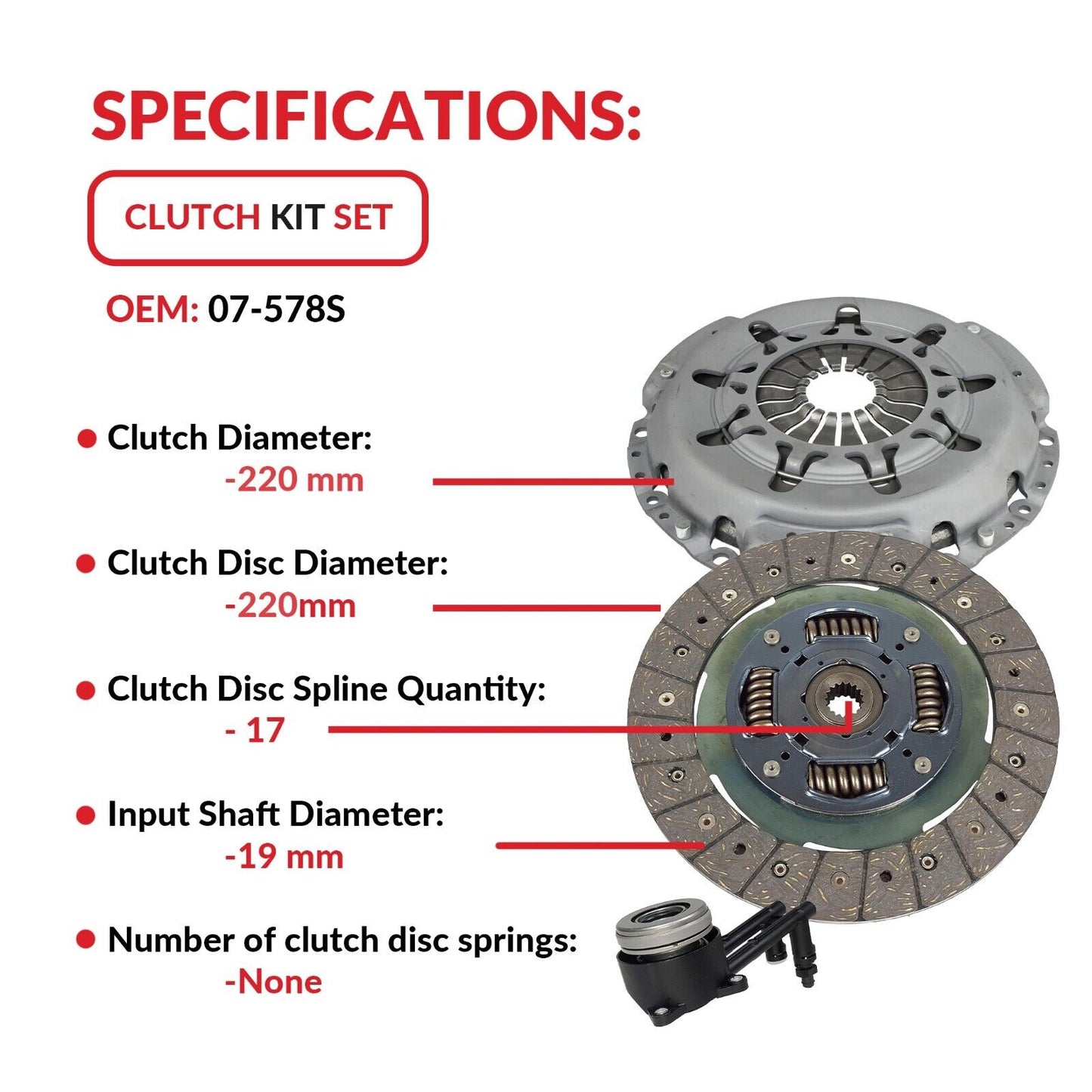 Clutch and Slave Kit for 2011-2016 Ford Fiesta S Se Sel Ses Base 1.6L L4 5 Speed