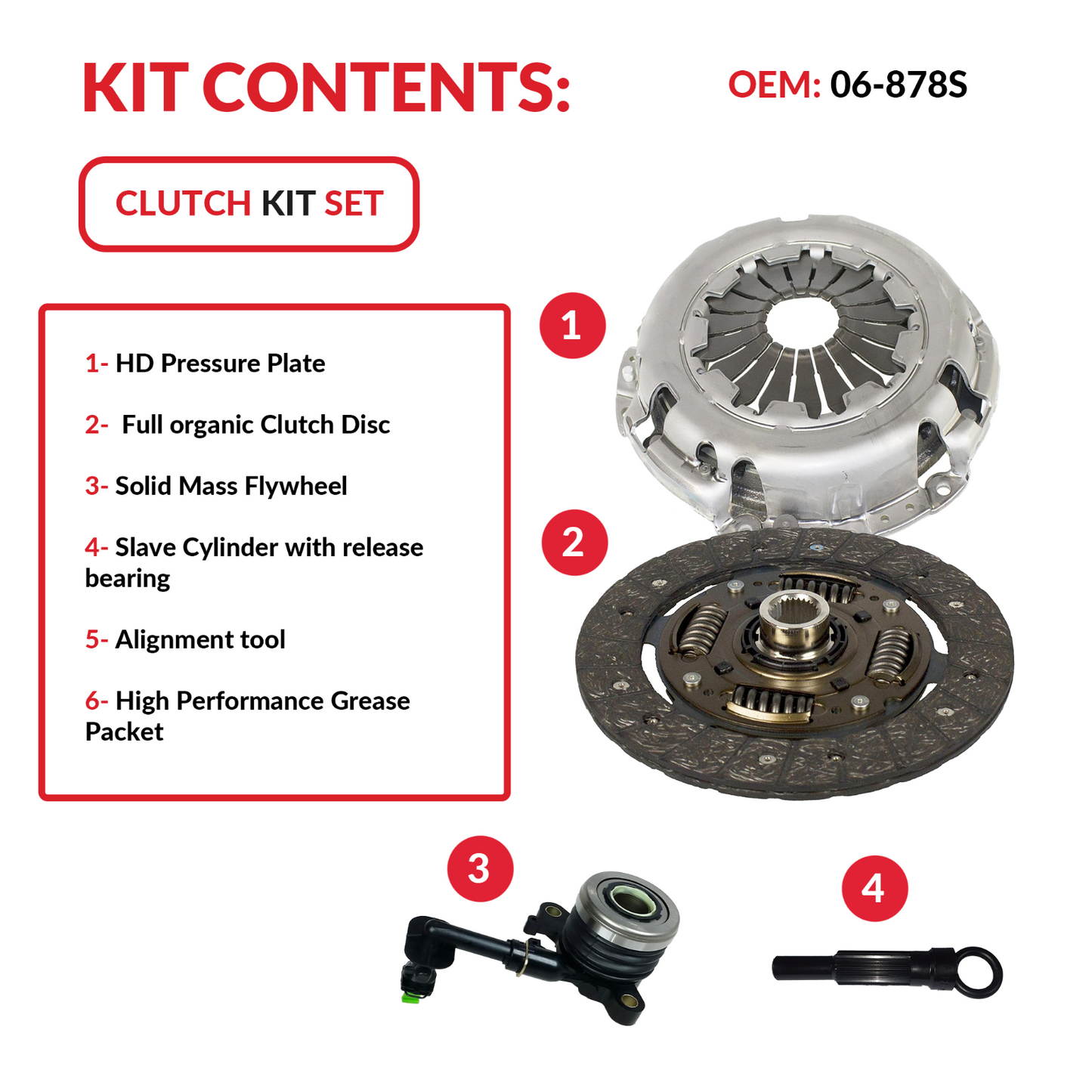 Clutch and Slave Kit for 09-17 Nissan Versa Tiida March Note 1.6L 4 Cyl Gas SOHC