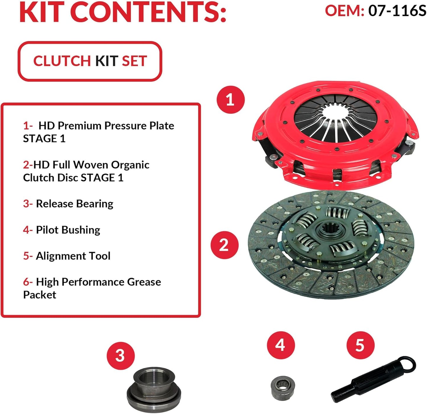 Stage 1 Clutch Kit for Jan/86-Jan/01 Mustang GT LX5.0 Cobra SVT 4.6 5.0L