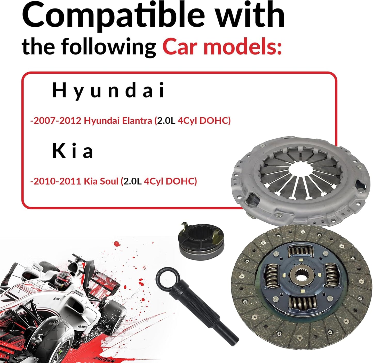 Clutch Kit fits 07-11 Kia Soul Sport Hyundai Elantra GLS 2.0L Gas Dohc