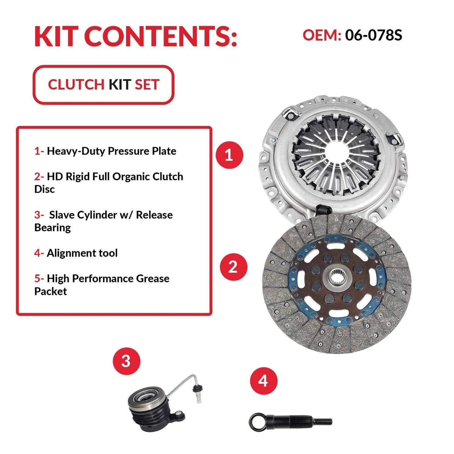 Clutch Kit with Slave Cylinder for 2007-2012 Nissan Sentra Altima 2.5L Gas DOHC