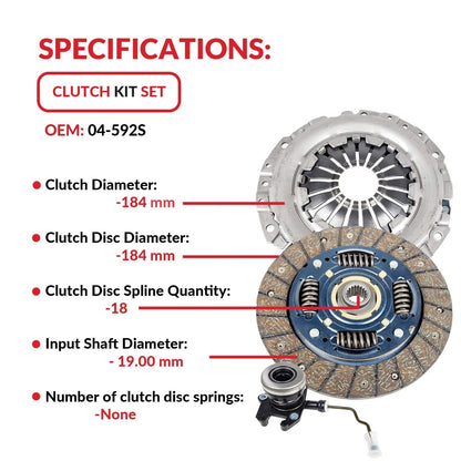 Clutch With Slave Kit for 2016-2020 Chevrolet Spark 1.4L 5 Speed only