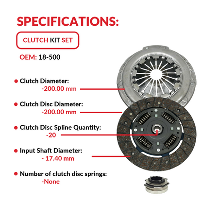 Clutch Kit Cover Disc Bearing for 10-15 Fiat 500 1.4L GAS DOHC