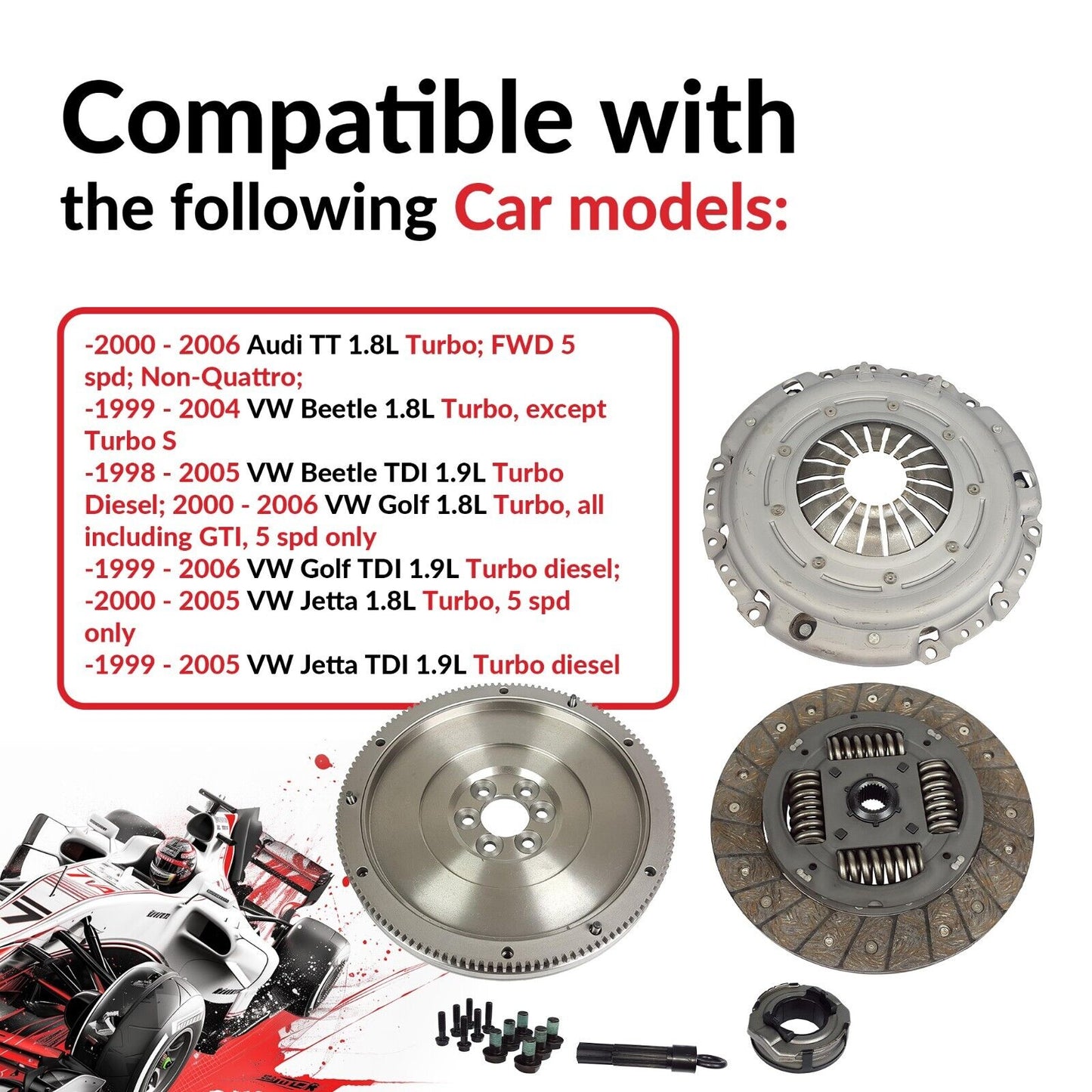 SECLUTCH Clutch Kit with Flyweel for 98-06 TT Golf Beetle Jetta 1.8L 1.9L L4 GAS