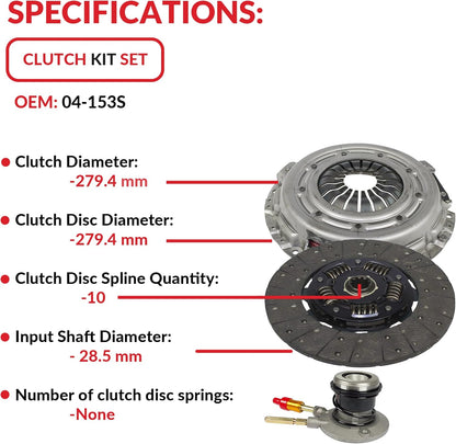 Clutch with Slave Kit Fits Chevy Blazer S10 GMC Sonoma S15 96-03 4.3L V6